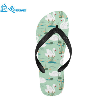 White swan lake pattern Unisex Flip Flops