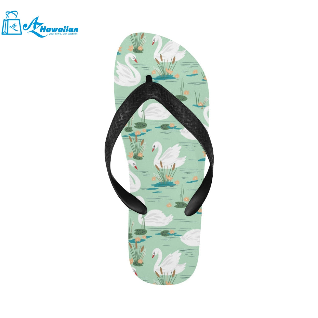 White swan lake pattern Unisex Flip Flops