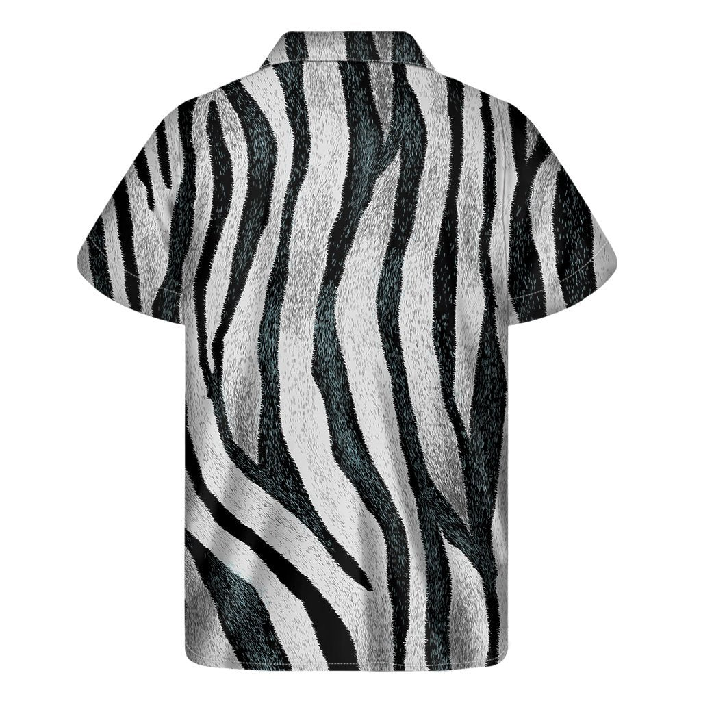 White Tiger Stripe Pattern Print Mens Short Sleeve Shirt Hawaiian