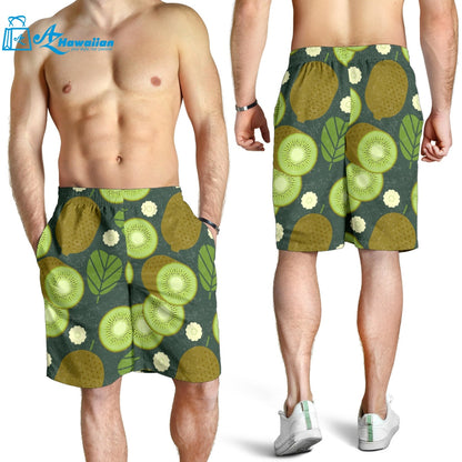 Whole Sliced Kiwi Leave And Flower Men Shorts