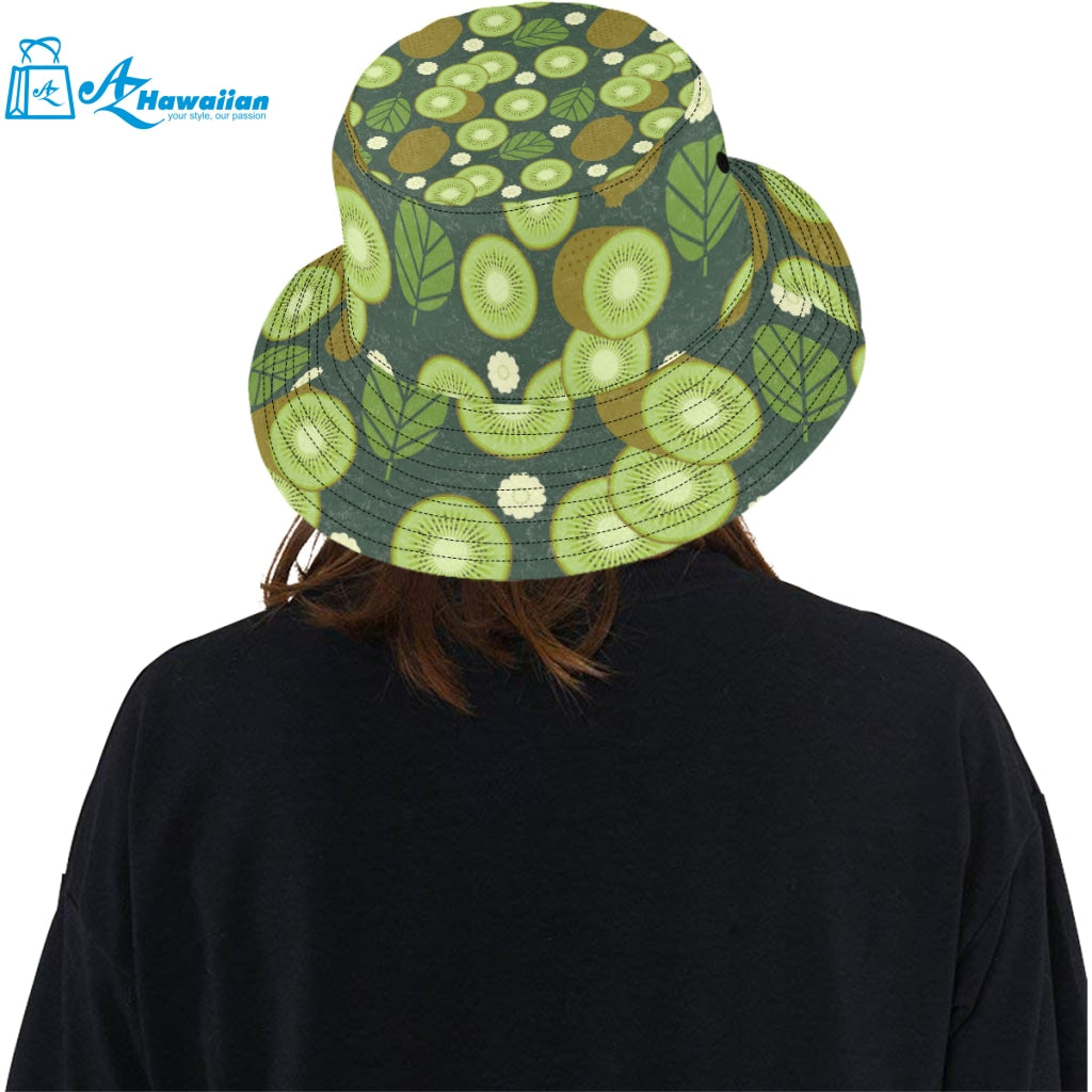 Whole sliced kiwi leave and flower Unisex Bucket Hat