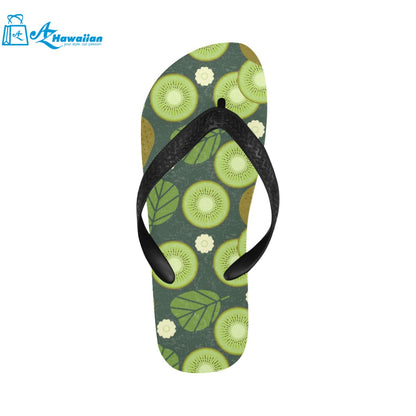 Whole sliced kiwi leave and flower Unisex Flip Flops