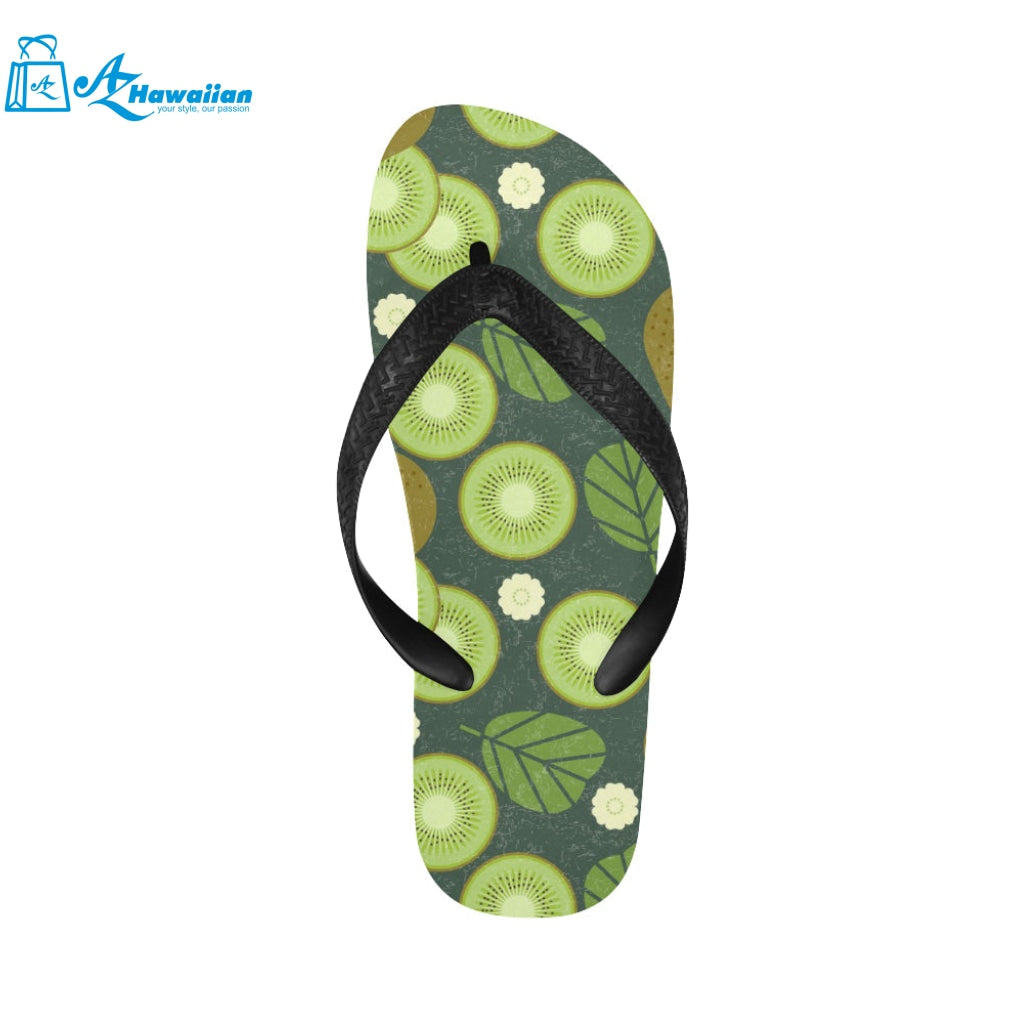 Whole sliced kiwi leave and flower Unisex Flip Flops