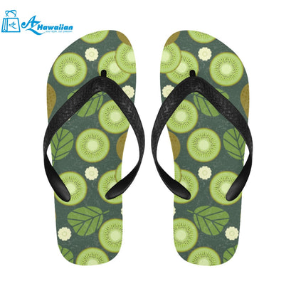 Whole sliced kiwi leave and flower Unisex Flip Flops