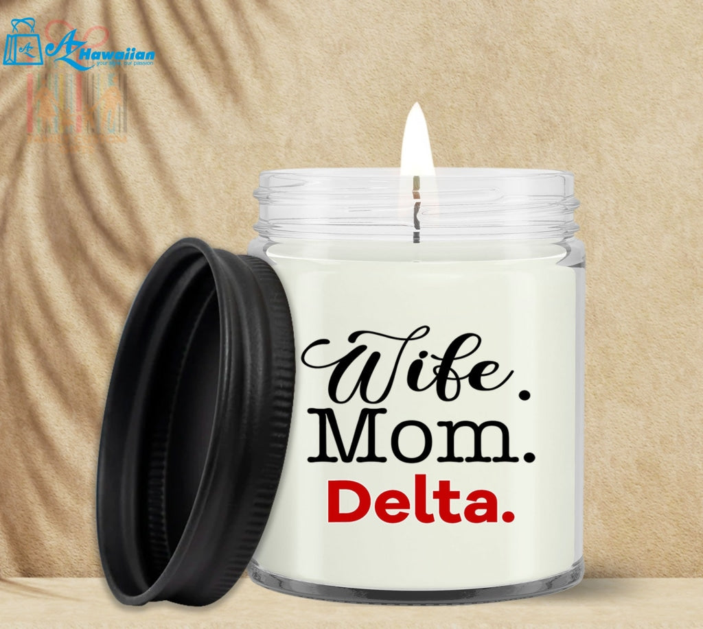 Wife Mom Delta 1913 Sorority Custom Wax Candle Gifts For Mothers Day Soy