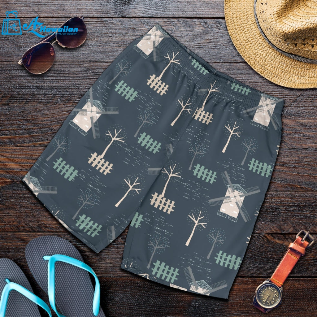 Windmill Tree Pattern Men Shorts