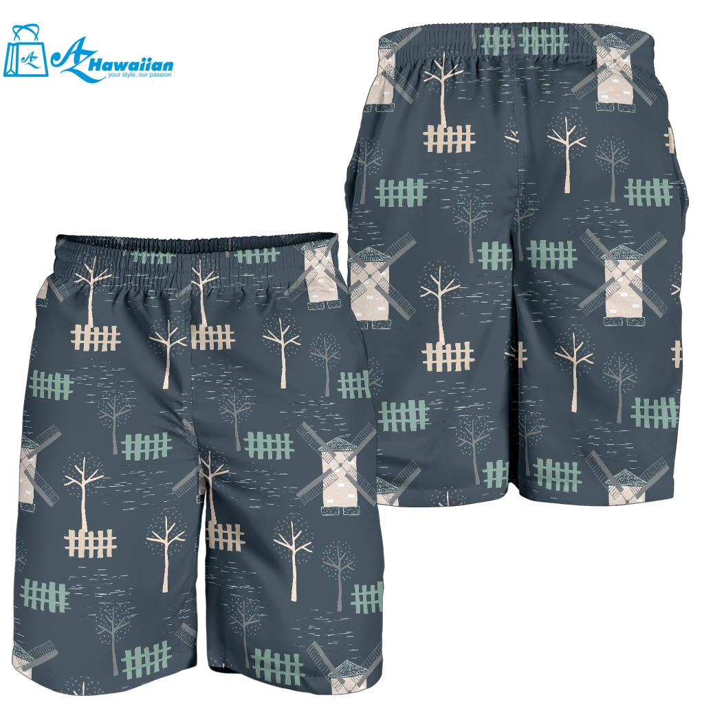 Windmill Tree Pattern Men Shorts