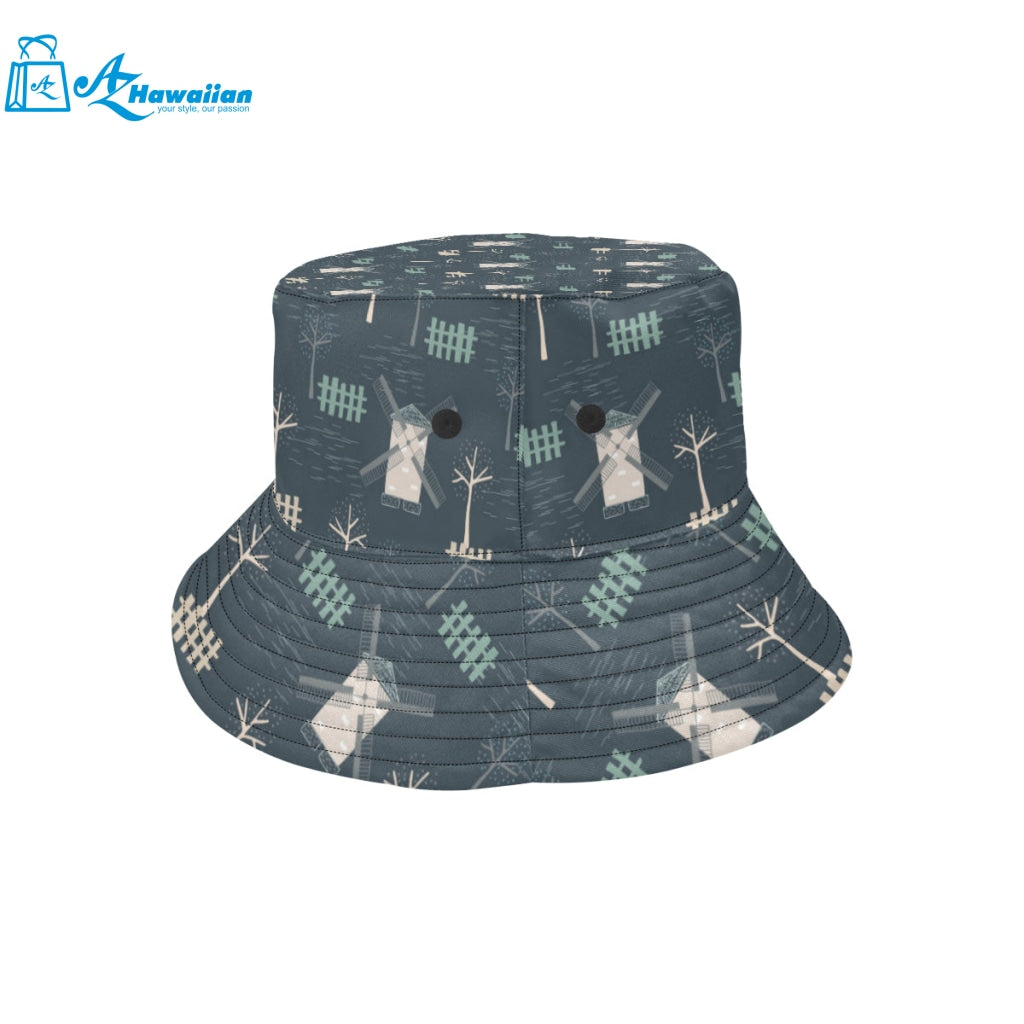 windmill tree pattern Unisex Bucket Hat