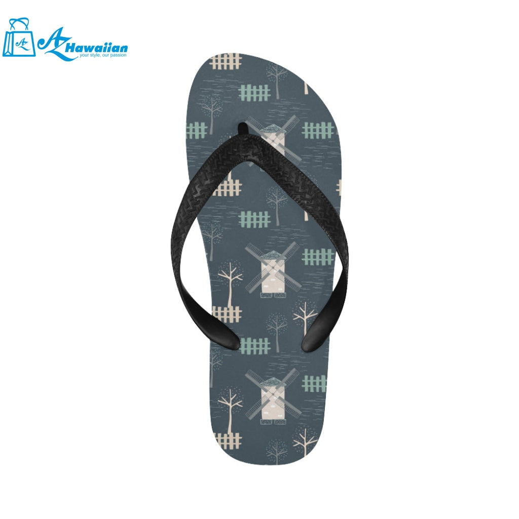 windmill tree pattern Unisex Flip Flops