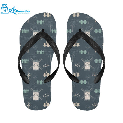 windmill tree pattern Unisex Flip Flops