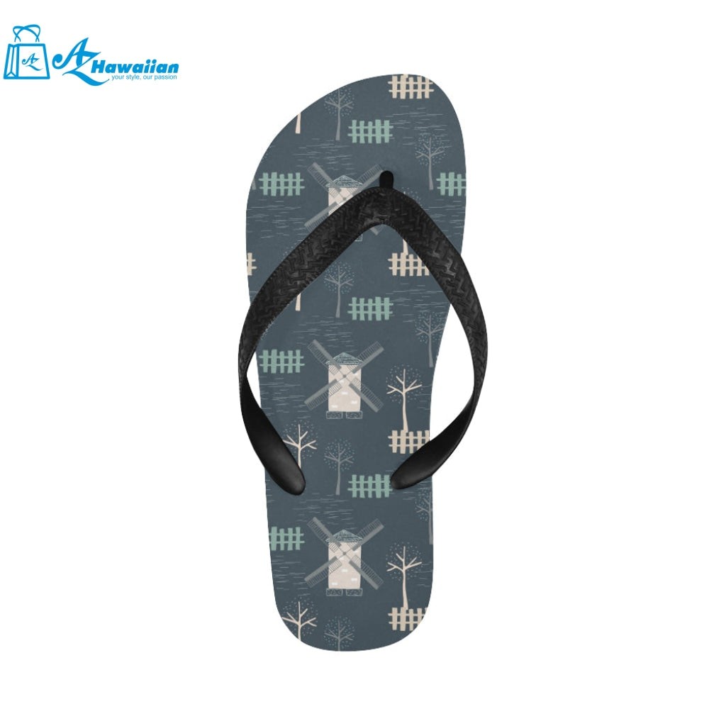 windmill tree pattern Unisex Flip Flops