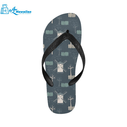 windmill tree pattern Unisex Flip Flops