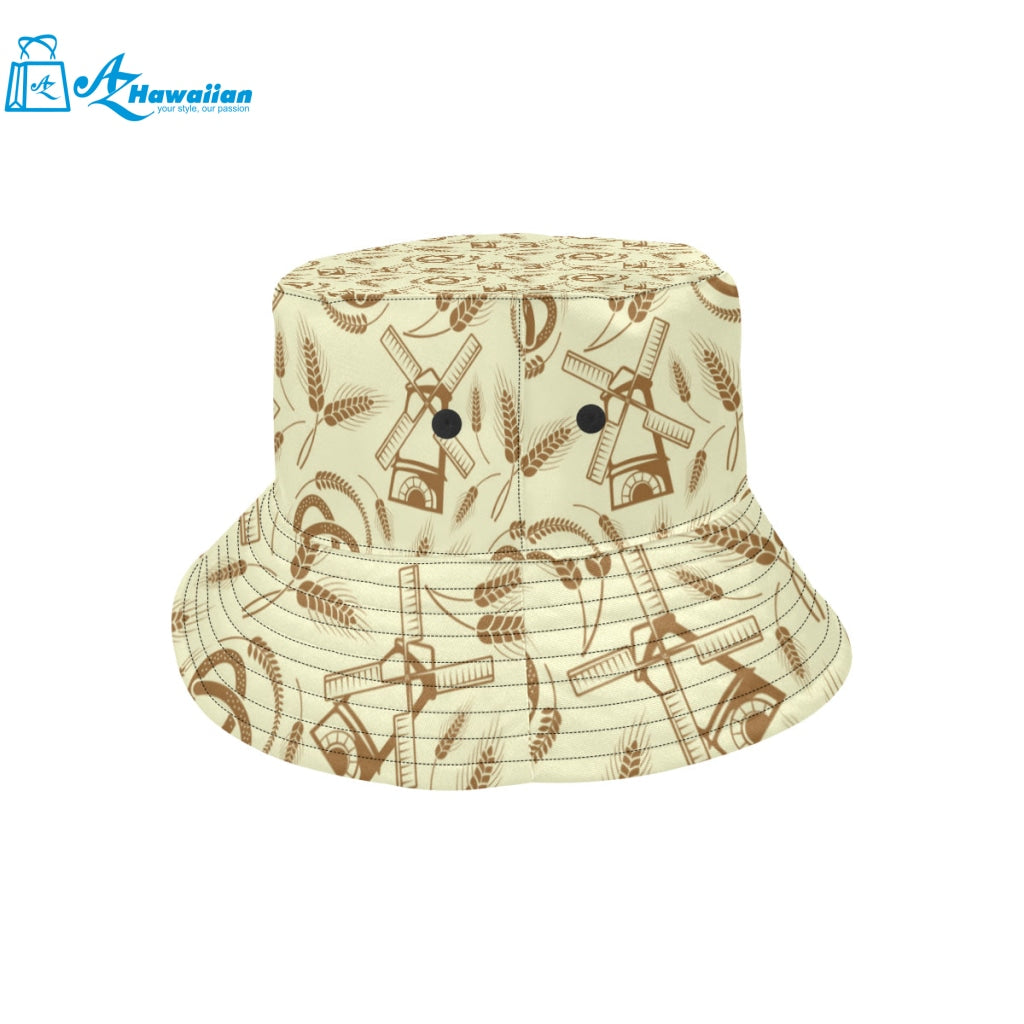 Windmill Wheat pattern Unisex Bucket Hat