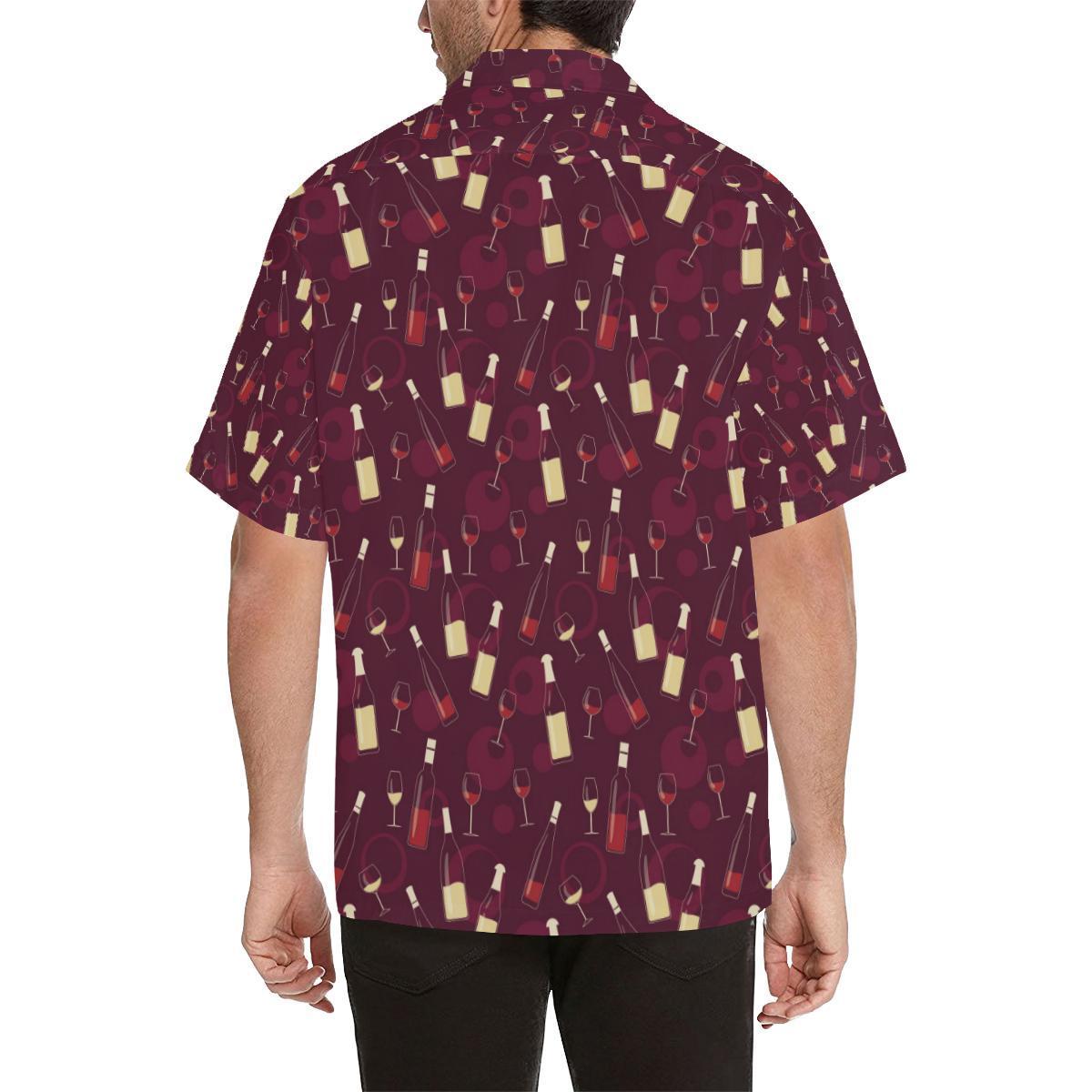 Wine Themed Pattern Print Hawaiian Shirt