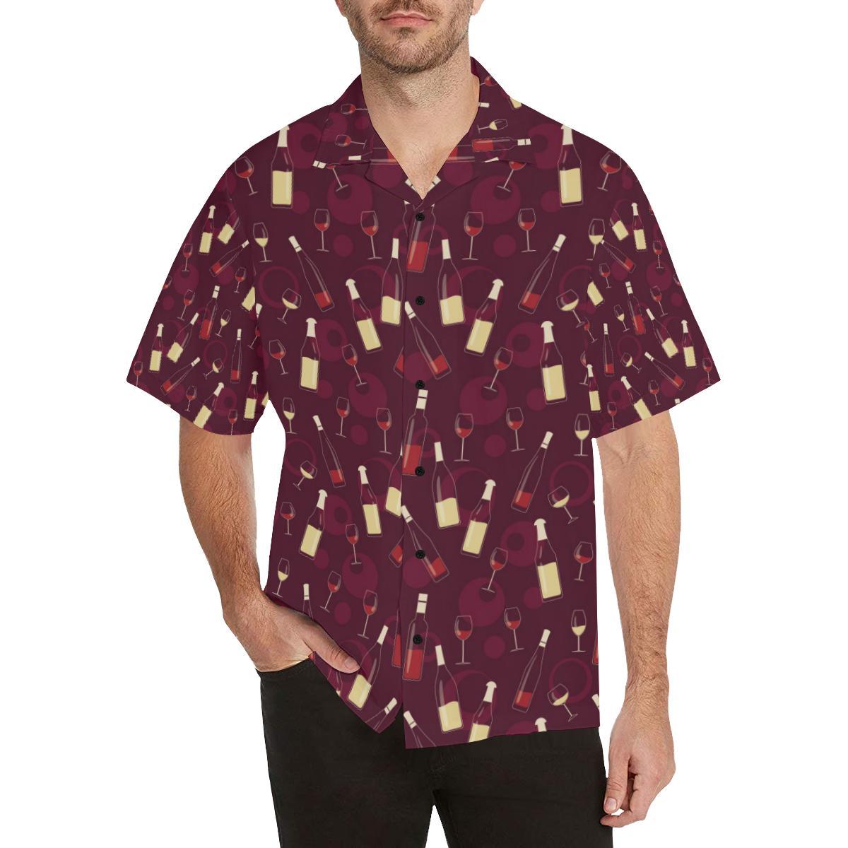 Wine Themed Pattern Print Hawaiian Shirt