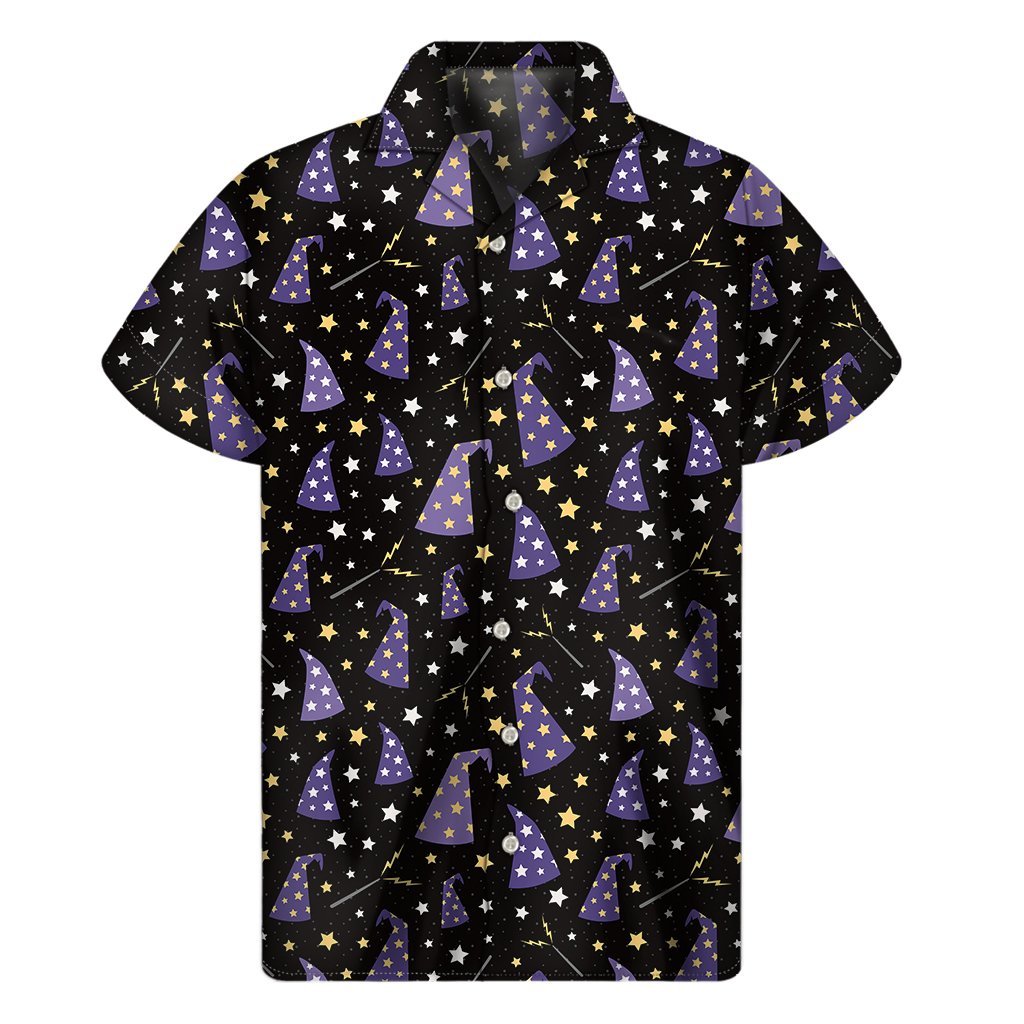 Wizard Hat Pattern Print Mens Short Sleeve Shirt Hawaiian