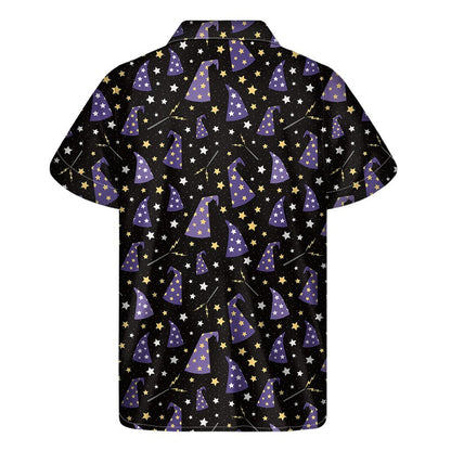 Wizard Hat Pattern Print Mens Short Sleeve Shirt Hawaiian