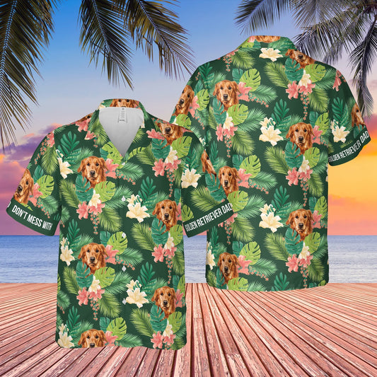 Dont Mess With Golden Retriever Mom Tropical Hawaiian Shirt