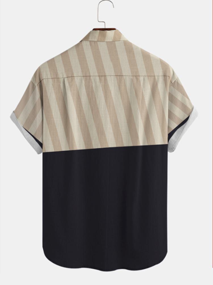 Retro Car Printed Turndown Collar Button Down Mens Short Sleeve Shirt Hawaiian