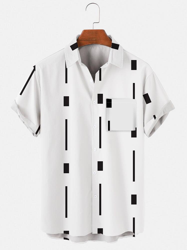 Mens Color White Plain Roll Up Short Sleeve Shirt Hawaiian