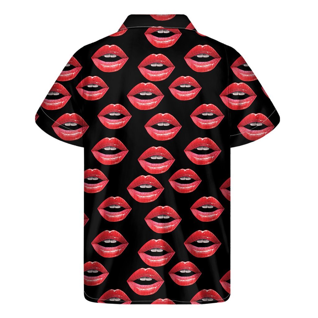 Womens Lips Pattern Print Mens Short Sleeve Shirt Hawaiian