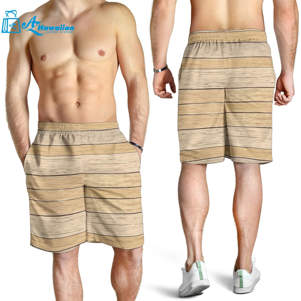 Wood Printed Pattern Print Design 01 Men Shorts