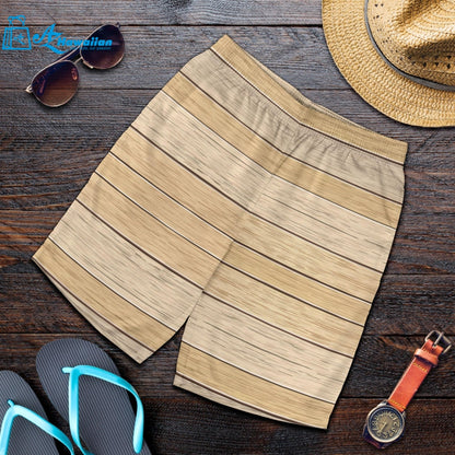 Wood Printed Pattern Print Design 01 Men Shorts