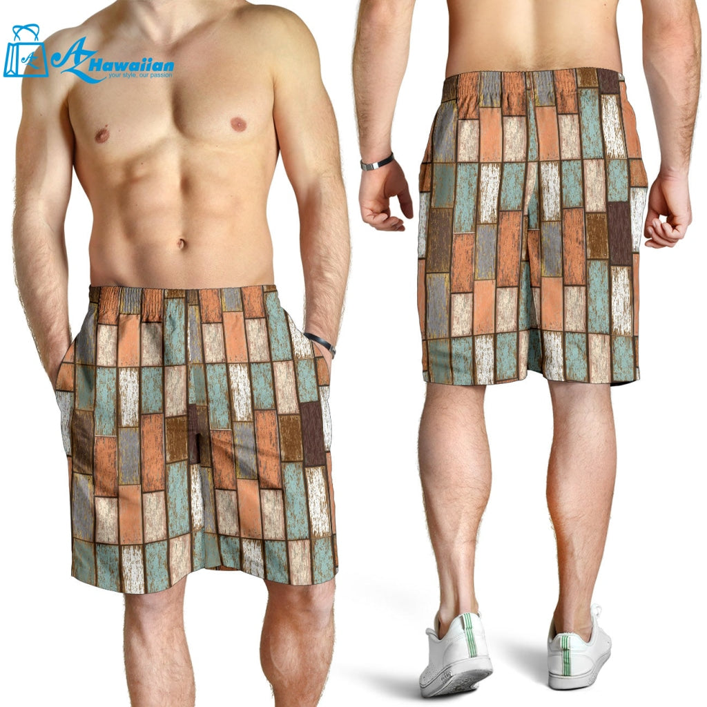 Wood Printed Pattern Print Design 02 Men Shorts