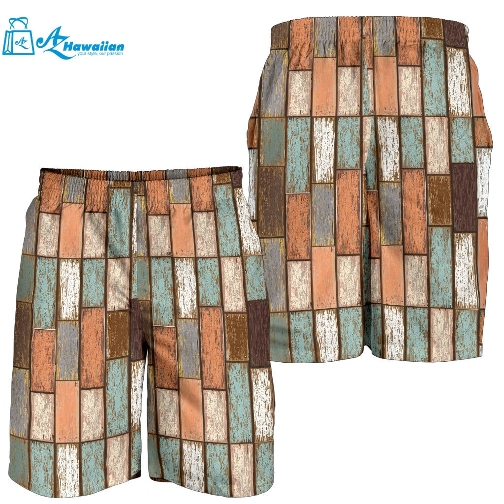 Wood Printed Pattern Print Design 02 Men Shorts