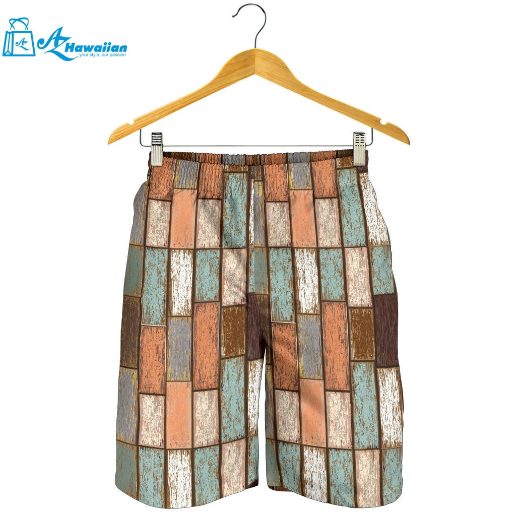 Wood Printed Pattern Print Design 02 Men Shorts