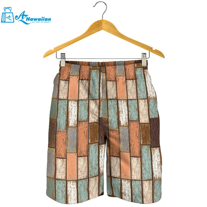 Wood Printed Pattern Print Design 02 Men Shorts