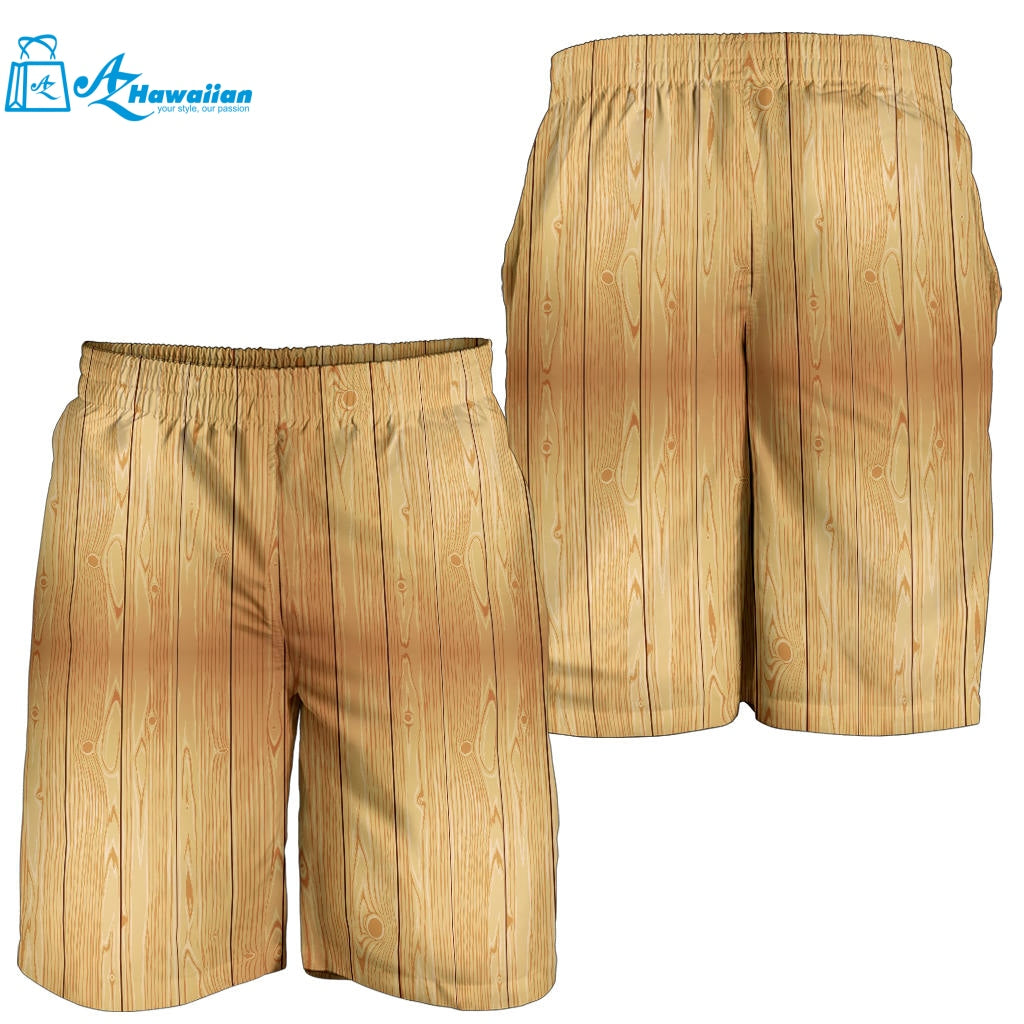 Wood Printed Pattern Print Design 05 Men Shorts