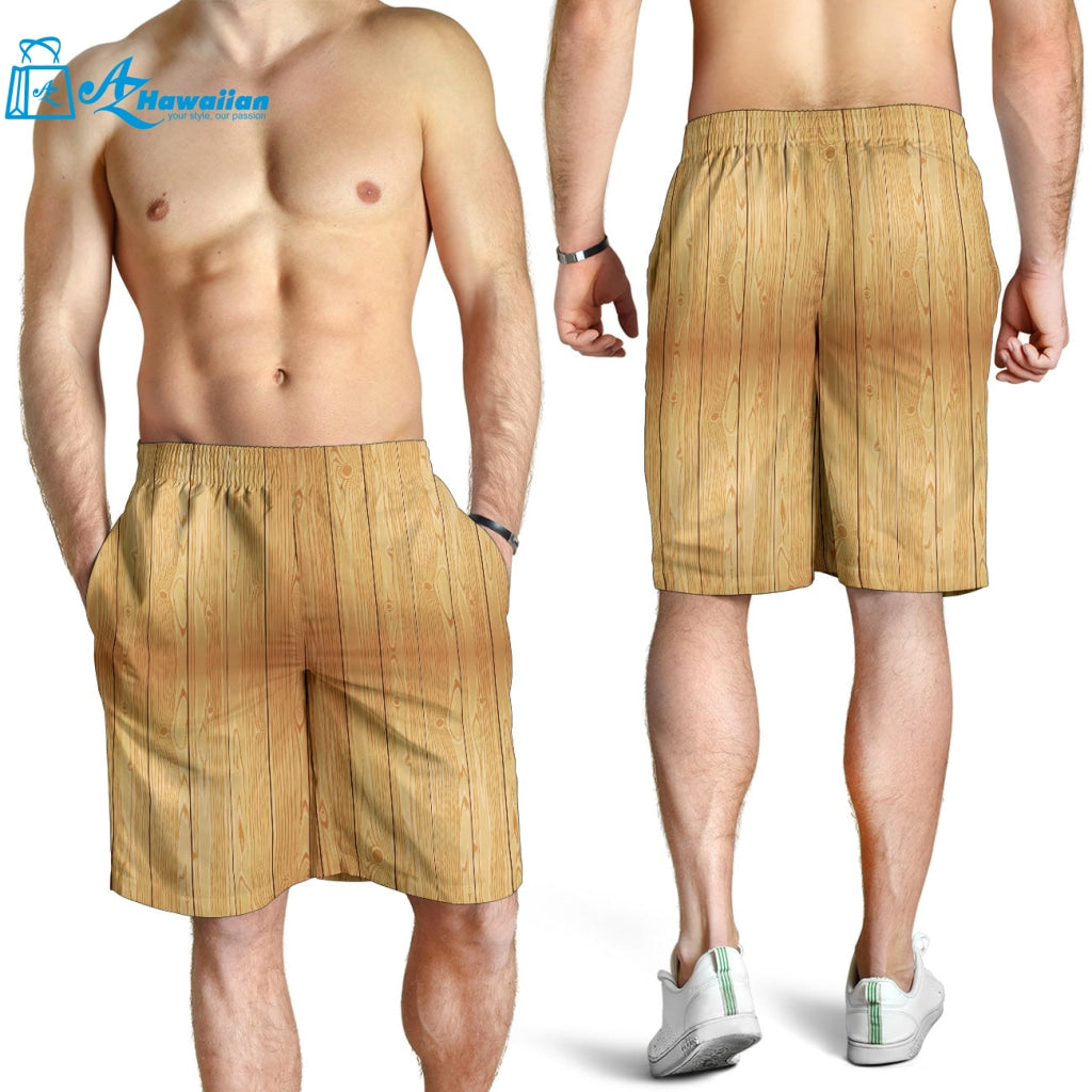 Wood Printed Pattern Print Design 05 Men Shorts