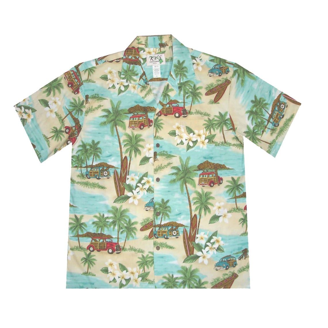 Woody Car Hawaiian Graphic Print Short Sleeve 