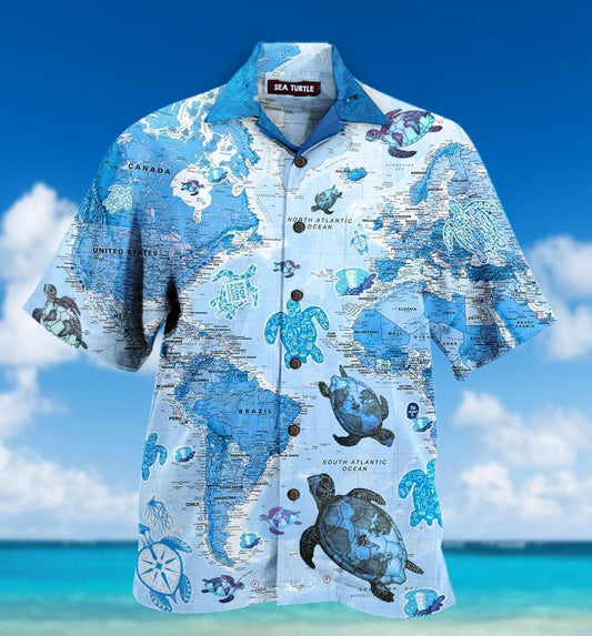 World Map Sea Turtles Hawaiian Shirt | For Men & Women | Adult | HW1646