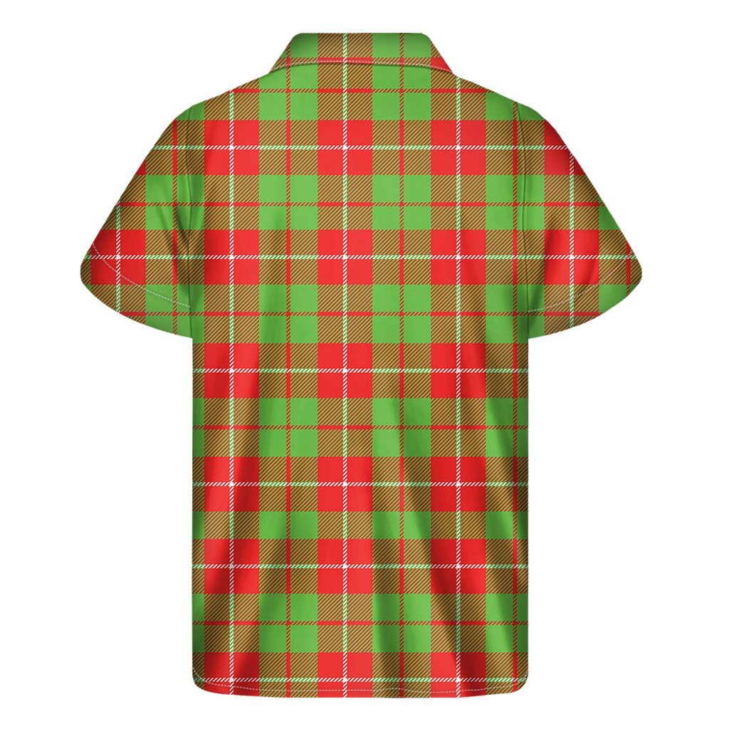 Xmas Plaid Pattern Print Mens Short Sleeve Shirt Hawaiian