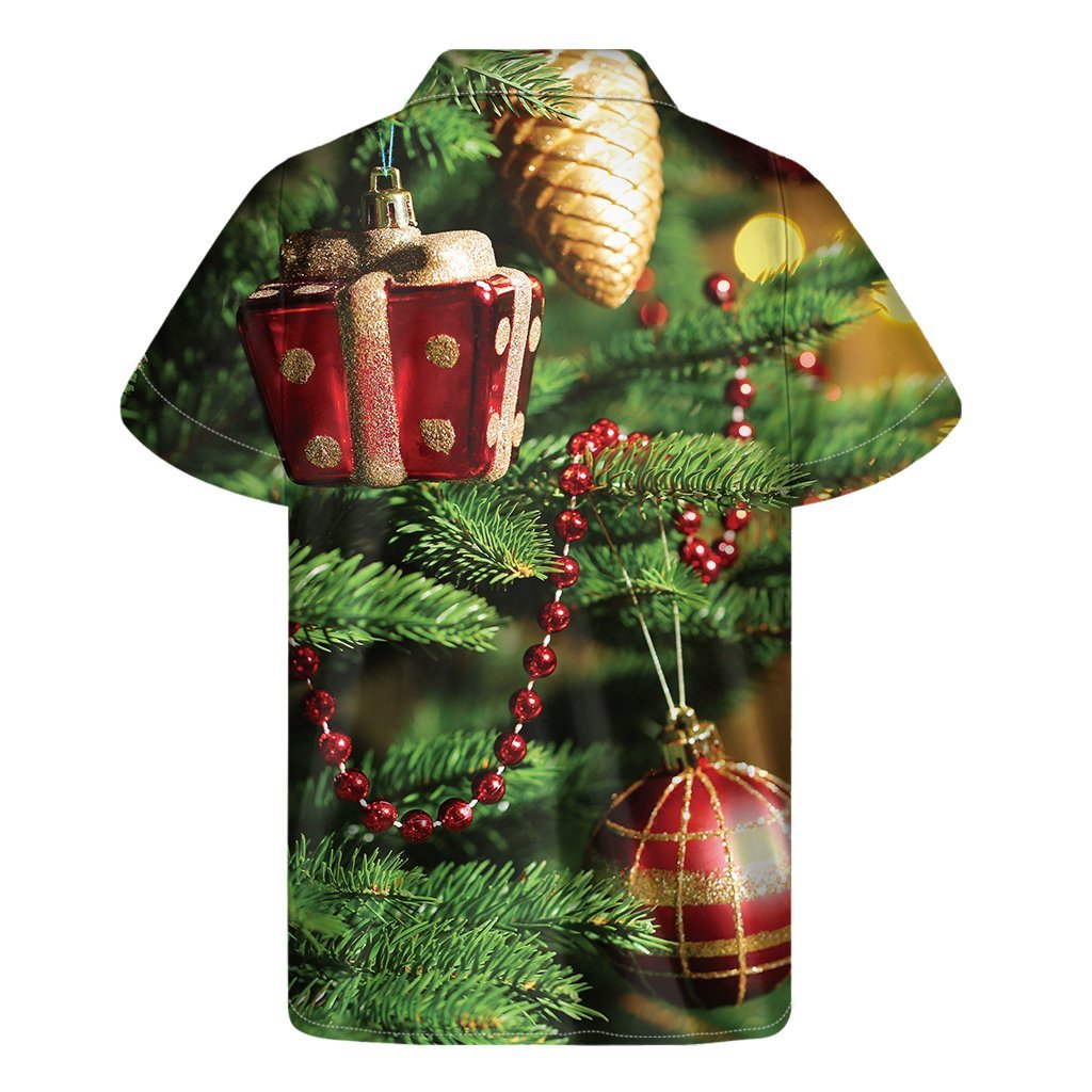 Xmas Tree Print Mens Short Sleeve Shirt Hawaiian