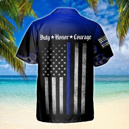 Proud US Police Duty Honor Courage Hawaiian Aloha Shirts #L