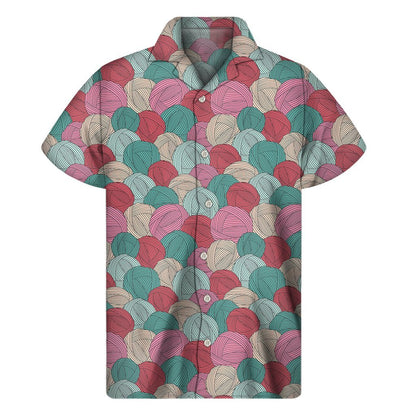 Yarn Balls Pattern Print Mens Short Sleeve Shirt Hawaiian