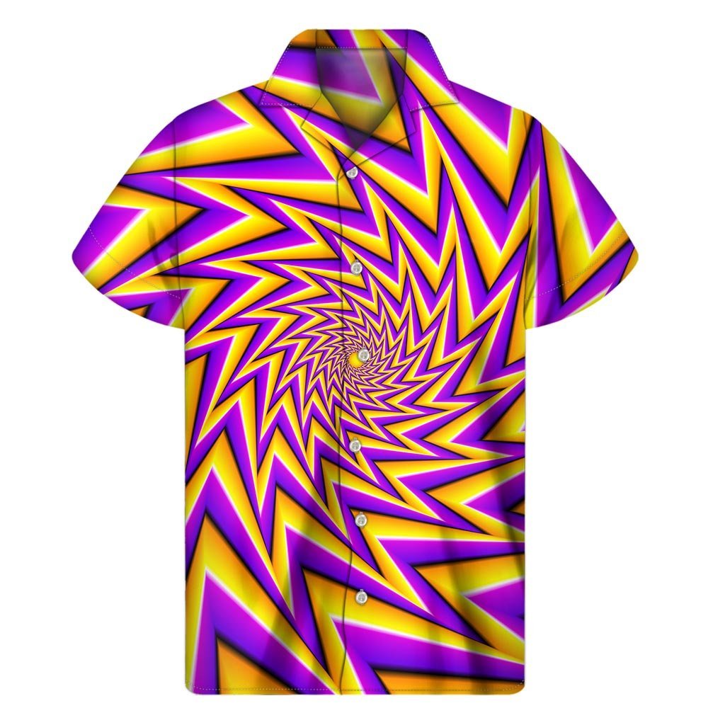 Yellow Big Bang Moving Optical Illusion Mens Short Sleeve Shirt Hawaiian