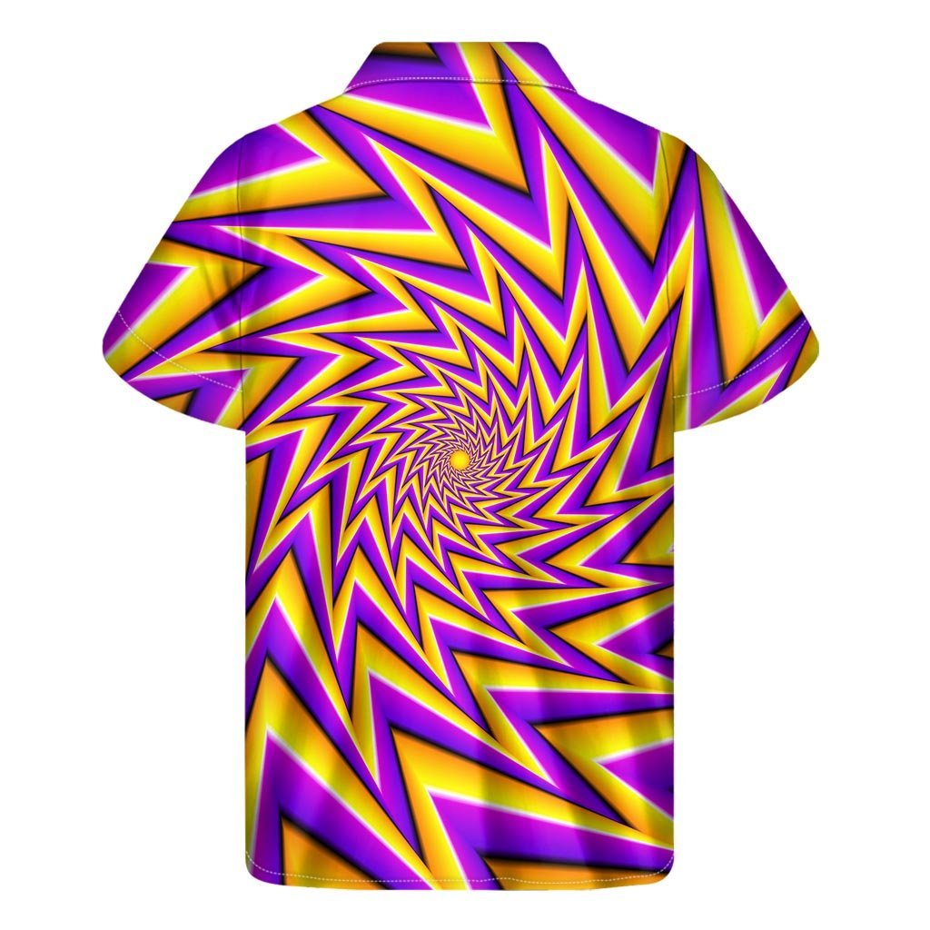 Yellow Big Bang Moving Optical Illusion Mens Short Sleeve Shirt Hawaiian