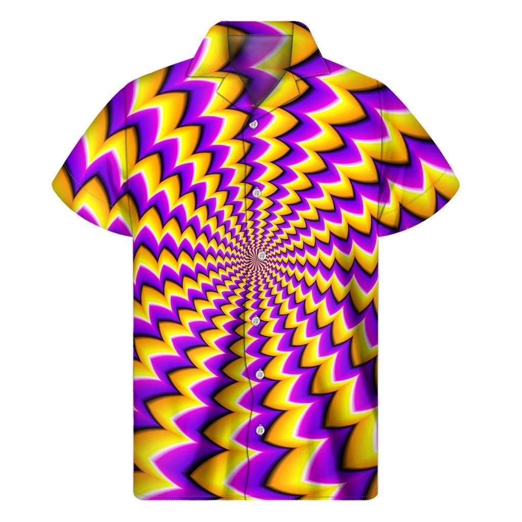 Yellow Dizzy Moving Optical Illusion Mens Short Sleeve Shirt Hawaiian