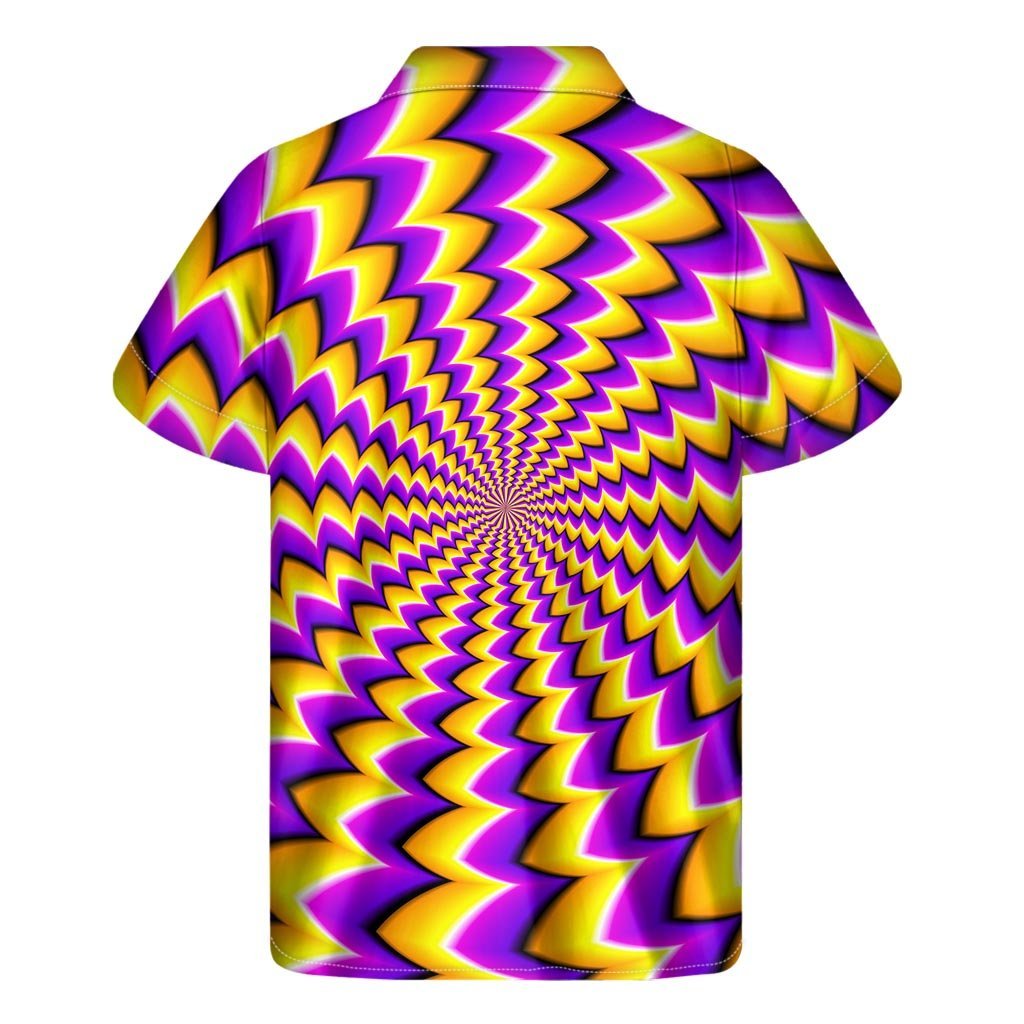 Yellow Dizzy Moving Optical Illusion Mens Short Sleeve Shirt Hawaiian