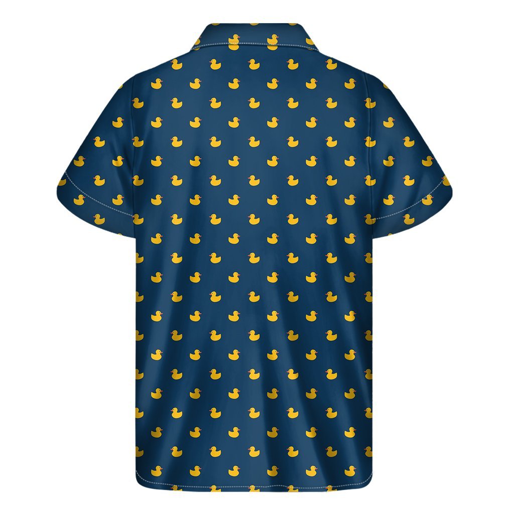 Yellow Duck Pattern Print Mens Short Sleeve Shirt Hawaiian