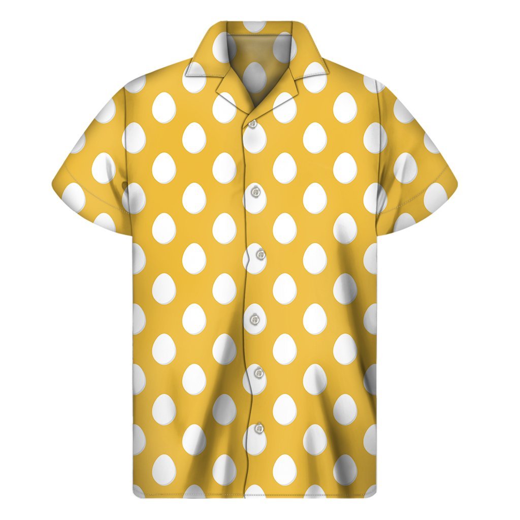 Yellow Eggs Pattern Print Mens Short Sleeve Shirt Hawaiian