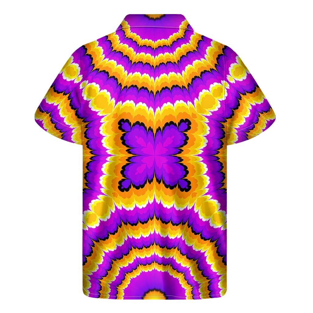 Yellow Explosion Moving Optical Illusion Mens Short Sleeve Shirt Hawaiian