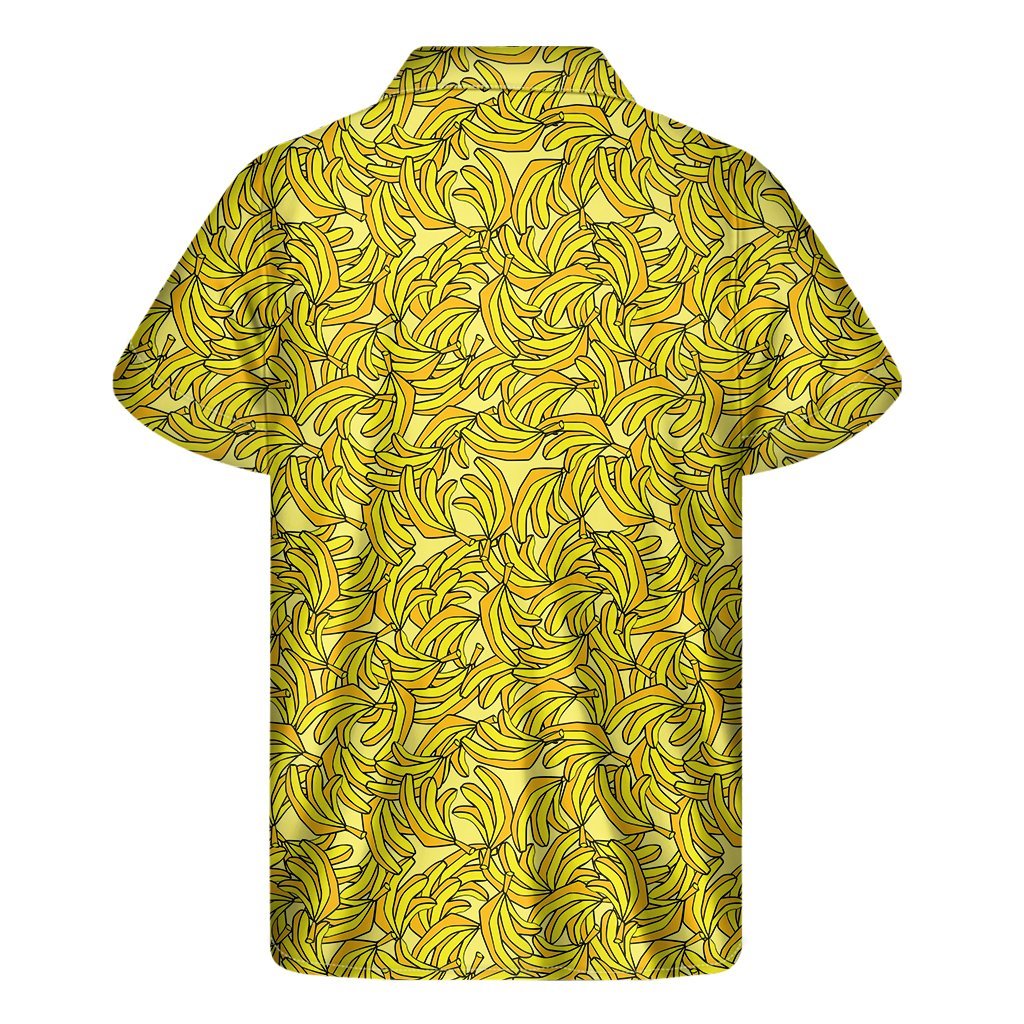 Yellow Geometric Banana Pattern Print Mens Short Sleeve Shirt Hawaiian