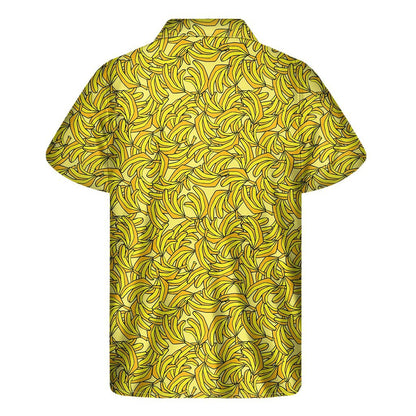 Yellow Geometric Banana Pattern Print Mens Short Sleeve Shirt Hawaiian