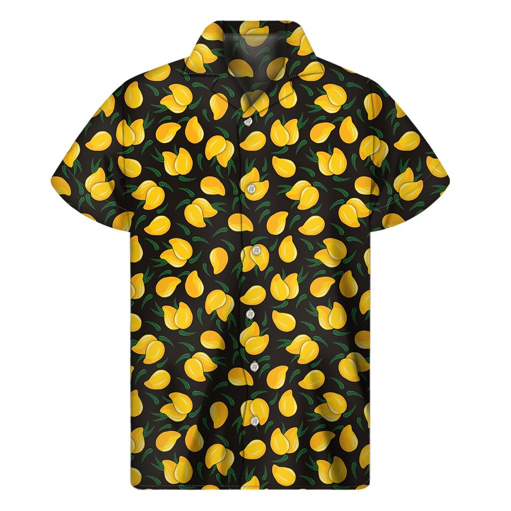 Yellow Mango Fruit Pattern Print Mens Short Sleeve Shirt Hawaiian