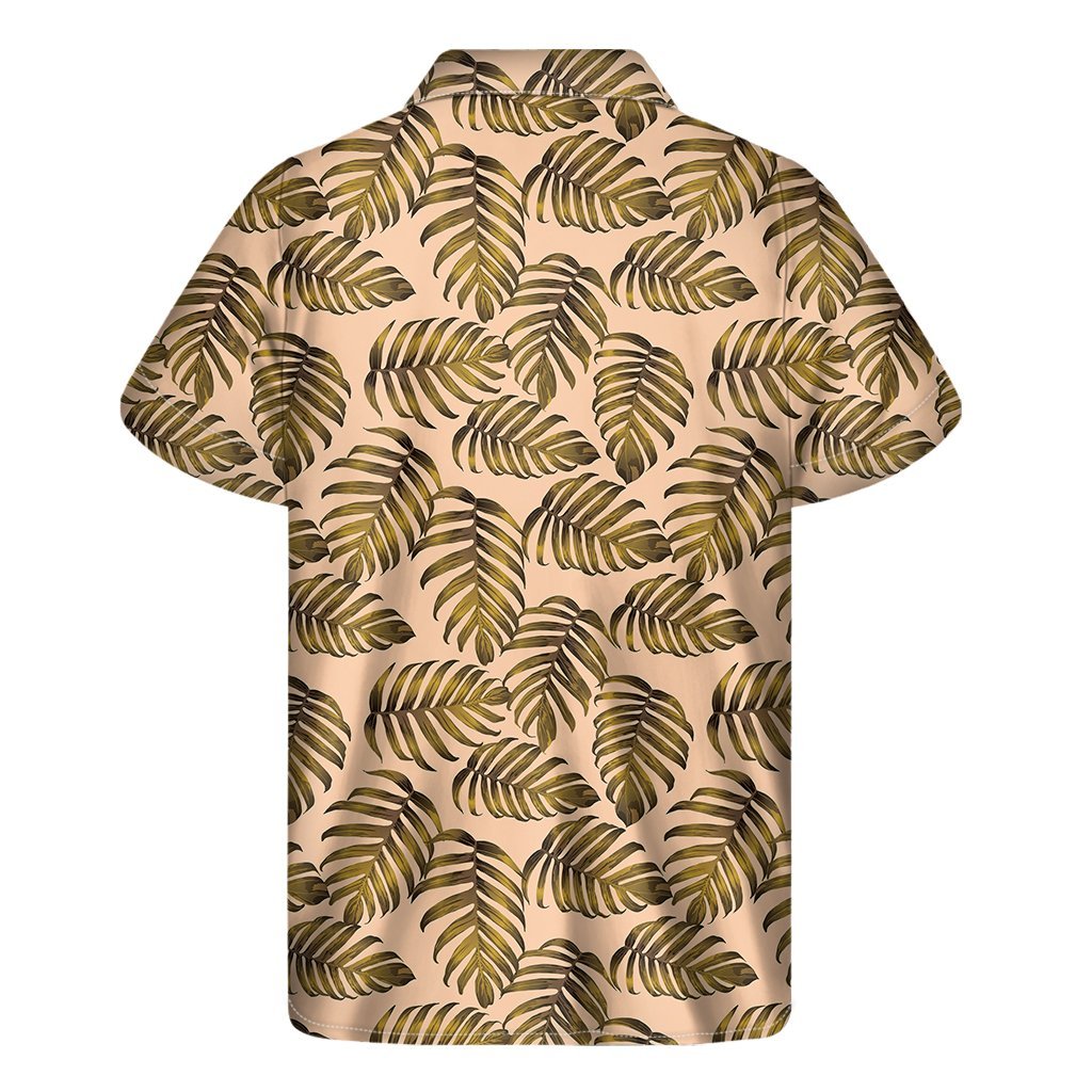 Yellow Monstera Leaves Pattern Print Mens Short Sleeve Shirt Hawaiian